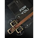 Fiori 3'lü Antik Kare Gold Tokalı Kadın Pantolon Kemeri, Ceket Kemeri, Elbise Kemeri, Gömlek Kemeri - Tek Ebat - Siyah - Kahve