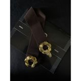 Fiori Gold Tokalı Geçmeli Elastik Kadın Kemeri, Ceket Kemeri, Gömlek Kemeri, Elbise Kemeri - Tek Ebat - Kahverengi