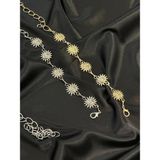 Fiori Güneş Gold-Gümüş Detaylı Kadın Bel Zinciri Bel Kemeri,elbise Kemeri,etek Kemeri,pantolon Kemeri - Tek Ebat - Gold - Silver