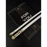 Fiori Uzun Tokalı Ince Kadın Kemeri, Ceket Kemeri, Gömlek Kemeri, Elbise Kemeri - Tek Ebat - Beyaz - Gold