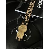 Fiori Yuvarlak Gold Toka Kadın Kemeri, Pantolon Kemeri, Ceket Kemeri, Elbise Kemeri, Gömlek Kemeri - Tek Ebat - Leopar