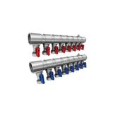 Fırat 1'' Mini Küresel Vanalı Kollektör (Kırmızı-Mavi) 12 Çıkışlı 1 Takım