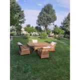 Fırat 6 Kişilik Kahverengi Örgü Rattan Oturma Grubu Minderli & 90X160CM Masa Takımı