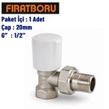 FIRAT PLASTİK FIRAT PP Köşe Radyatör Vana 20mm, 1/2'', 1 Adet,