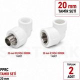 Fırat Pprc 20 mm Tamir Seti Iç Dişli + Dış Dişli Dirsek 1/2" 2 Parça Temiz Su Tesisat Ek Parçası