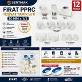 Fırat Pprc 20 mm x 1/2 Kombi Kalorifer Musluk Bağlantı Seti 12 Parça Tesisat Tamir Seti + 2 Adet Teflon Bant Hediye