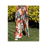 Fırça Desen Beli Lastikli Bol Paça Pantolon Viskon Kumaş NFS500177