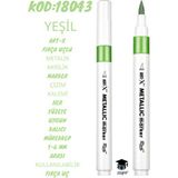 Fırça Uçlu Metalik Akrilik Marker Çizim Kalemi Her Yüzeye Uygun Kalıcı Mürekkep 1-6 mm Uç Art-X - Yeşil