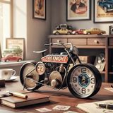 Fire Knight 33 Motosiklet Masa Saati, Retro Metal Dekor Ofis ve Ev için Özel Tasarım Obje Hediyelik