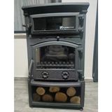 Fire Stove Frs-011Ykst Yandan Kapaklı 3 Tarafı Camlı Odun Hazneli Kuzineli Pik Döküm Şömine Soba