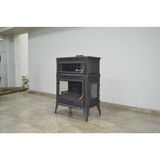 Fire Stove Frs-045Yk Retro Lux Dık 3 Camlı Yan Kapaklı Kuzineli Döküm Soba