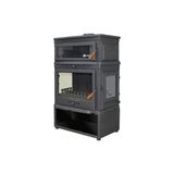 Fire Stove Frs-045Ykst Retro Lüx Dık Fırınlı 3 Camlı Yan Kapaklı Odun Hazneli Kuzineli Şömine Soba