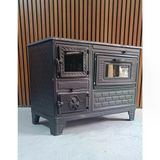 Fire Stove FRS-326 Mat Siyah 40'lık Döküm Tuğlalı Kuzineli Emaye Soba (Camlı)