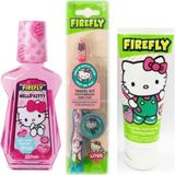 Firefly Hello kitty ağız çalkalama suyu 237 ml/Rocs diş macunu/kapaklı diş fırçası/Hello kitty bakım seti