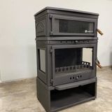 Firestove FRS-045YKST Retro Lüx Dık Fırınlı 3 Camlı Yan Kapaklı Odun Hazneli Kuzineli Şömine Soba