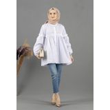 Fırfır Detaylı Tunik-Beyaz