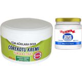 Fırfır Moda 2 Adet Çörek Otu Kremi Büyük Xlboy 200 ml Green + 50 ml Snow Kitten Krem / Diz Dirsek Iskelet Sırt Bel Kas Agrilarina Masaj Seti - 1Paket