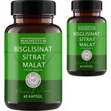 Fırfır Moda Magnezyum 2 Kutu Bisglisinat Magnezyum Sitrat Magnezyum Malat & Vitamin B2 B3 B6 ve Mineral Kapsülleri 60LI 2 Adet