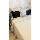 Fırfırlı Açık Ay Taşı Yatak Örtüsü Seti Tek Kişilik - Gri - 150 x 220 cm