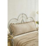 Fırfırlı Bej Altınpamuk Uzun Yastık Kılıfı 50x135 cm Dikdörtgen Ranforce Kumaş ile Yıkanabilir - 50 x 135 cm