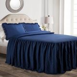 Fırfırlı Etek Yatak Örtüsü, Polyester, Lacivert, Queen - Çok Renkli - 100 x 100 cm