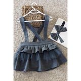 Fırfırlı Kat Kat Gri Kız Çocuk Tüllü Elbise Bandana Takım 1-8 Yaş - 2 Yaş