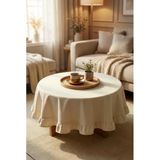Fırfırlı Kenarlı Dekoratif Yuvarlak Fiskos Masa Örtüsü Krem 80 X 80 Cm