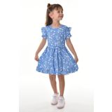 Fırfırlı Kız Çocuk Dokuma Kumaş Tiril Elbise MNK0503