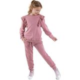 Fırfırlı Kız Çocuk Gül Kurusu Eşofman Takımı - 8 Yaş - Pembe