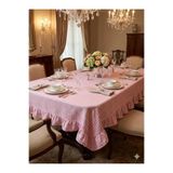 Fırfırlı Pötikare Masa Örtüsü - Pembe - 120 x 250 cm