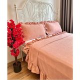 Fırfırlı Pudra Pembe Yatak Örtüsü Seti Tek Kişilik - 170 x 220 cm
