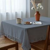 Fırfırlı Ranforce Kumaş Masa Örtüsü - Antrasit - 100 x 100 cm