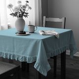 Fırfırlı Ranforce Kumaş Masa Örtüsü - Mavi - 70 x 70 cm