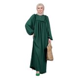 Fırfırlı robalı Bürümcük elbise-Yeşil