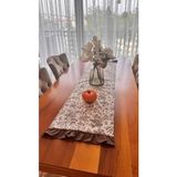 Fırfırlı Runner 40-140 cm Ölçülerinde Duck Ketenden Yapılmıştır Leke Tutmaz - 45 x 140 cm - Bej