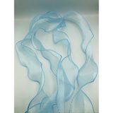 Fırfırlı Tül Organze Kurdele 2 mt (7cm x 2mt), Çiçek Malzemesi, Gelin Buketi, Bohça Misinalı Fırfır - Mavi