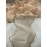 Fırfırlı Tül Organze Kurdele 2 mt (7cm x 2mt), Çiçek Malzemesi, Gelin Buketi, Bohça Misinalı Fırfır - Sütlü Kahve