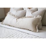 Fırfırlı Vintage Naturel BEJ çİZGİLİ Iskandinav Uzun 40x100 Kırlent Yastık (İÇİ DOLGULU)