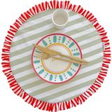 Fırfırlı, Yuvarlak, Bohem, Baskılı, Renkli, Çizgili Amerikan Servis 40CM Çap (1 Adet) - 40 x 40 cm - Çok Renkli