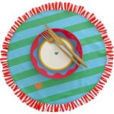 Fırfırlı, Yuvarlak, Bohem, Kalp, Desenli, Baskılı, Renkli, Çizgili Amerikan Servis 40CM Çap (1 Adet) - 40 x 40 cm - Çok Renkli