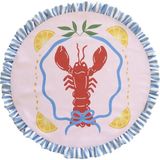 Fırfırlı, Yuvarlak, Marin, Istakoz, Limon Baskılı, Renkli, Çizgili Amerikan Servis 40CM Çap (1 Adet) - 40 x 40 cm - Mavi