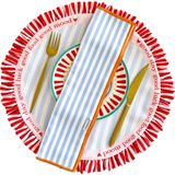 Fırfırlı, Yuvarlak, Marin, Sloganlı, Baskılı, Renkli, Çizgili Amerikan Servis 40CM Çap (1 Adet) - 40 x 40 cm - Mavi