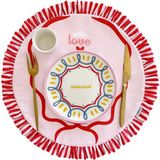 Fırfırlı, Yuvarlak, Sloganlı, Baskılı, Desenli, Renkli, Çizgili Amerikan Servis 40CM Çap (1 Adet) - 40 x 40 cm - Pembe
