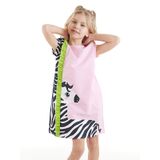 Fırfırlı Zebra Kız Çocuk Pembe Elbise