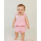 Fırfırlu Bluz Şort Müslin Bebek Takımı - 6 - 9 Ay - Pembe