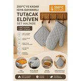Fırın Eldiveni Fırın Tutacağı Premium Isı Geçirmez Mutfak Eldiveni Tutacak Isıya Dayanıklı Eldiven - 17 x 27 - Açık Gri
