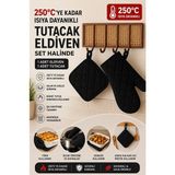Fırın Eldiveni Fırın Tutacağı Premium Isı Geçirmez Mutfak Eldiveni Tutacak Isıya Dayanıklı Eldiven - 17 x 27 - Siyah