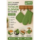 Fırın Eldiveni Fırın Tutacağı Premium Isı Geçirmez Mutfak Eldiveni Tutacak Isıya Dayanıklı Eldiven - 17 x 27 - Yeşil