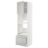 Fırın-mikrodalga fırın boy dolabı, HAVSTORP açık gri-koyu gri, 60x60x220 cm, 1 kapaklı ve 2 çekmeceli