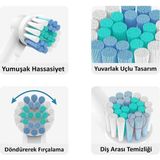 Fırsat 7 Braun - Oral B Şarjlı ve Pilli Ağız ve Diş Sağlıgı Fırçası Uyumlu 4 Adet Yedek Başlık - Beyaz